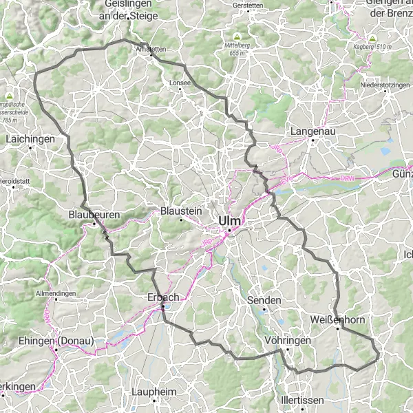 Map miniature of "Bellenberg to Meßhofen Scenic Road Ride" cycling inspiration in Schwaben, Germany. Generated by Tarmacs.app cycling route planner
