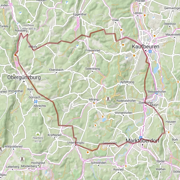 Karten-Miniaturansicht der Radinspiration "Erkundung der Naturwege" in Schwaben, Germany. Erstellt vom Tarmacs.app-Routenplaner für Radtouren