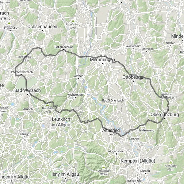 Karten-Miniaturansicht der Radinspiration "Epische Radtour durch die Schwäbische Landschaft" in Schwaben, Germany. Erstellt vom Tarmacs.app-Routenplaner für Radtouren