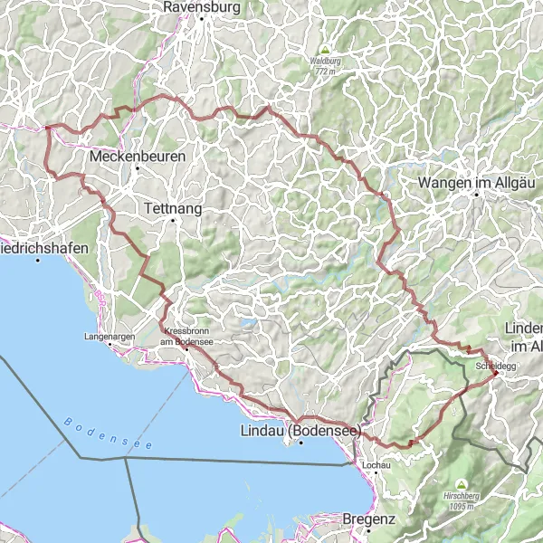 Map miniature of "The Ultimate Schwaben Gravel Adventure" cycling inspiration in Schwaben, Germany. Generated by Tarmacs.app cycling route planner