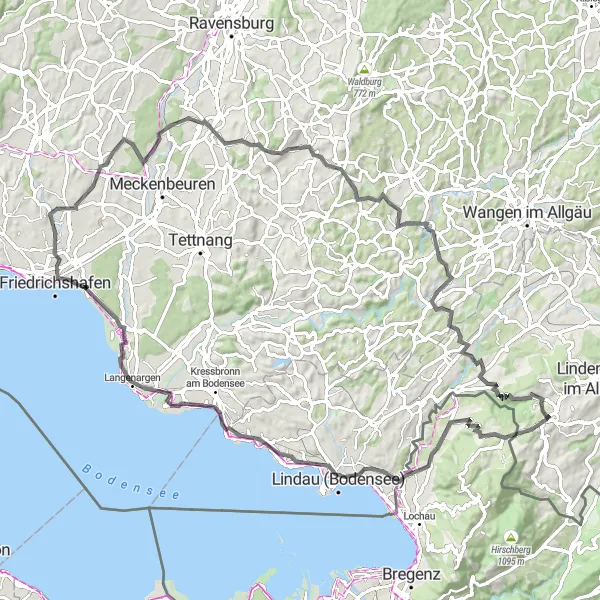 Karten-Miniaturansicht der Radinspiration "Bodensee Panoramaroute" in Schwaben, Germany. Erstellt vom Tarmacs.app-Routenplaner für Radtouren