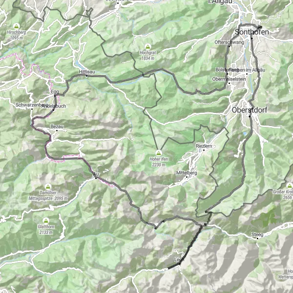 Karten-Miniaturansicht der Radinspiration "Rundtour durch beeindruckende Landschaften" in Schwaben, Germany. Erstellt vom Tarmacs.app-Routenplaner für Radtouren