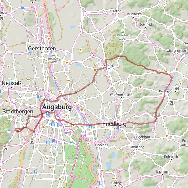 Map miniature of "Nature's Tranquility Tour" cycling inspiration in Schwaben, Germany. Generated by Tarmacs.app cycling route planner