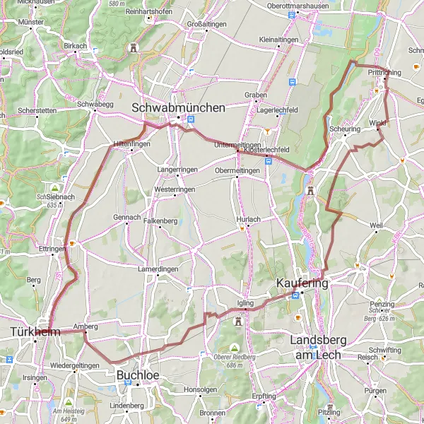 Karten-Miniaturansicht der Radinspiration "Entspannte Gravel-Tour nach Amberg" in Schwaben, Germany. Erstellt vom Tarmacs.app-Routenplaner für Radtouren