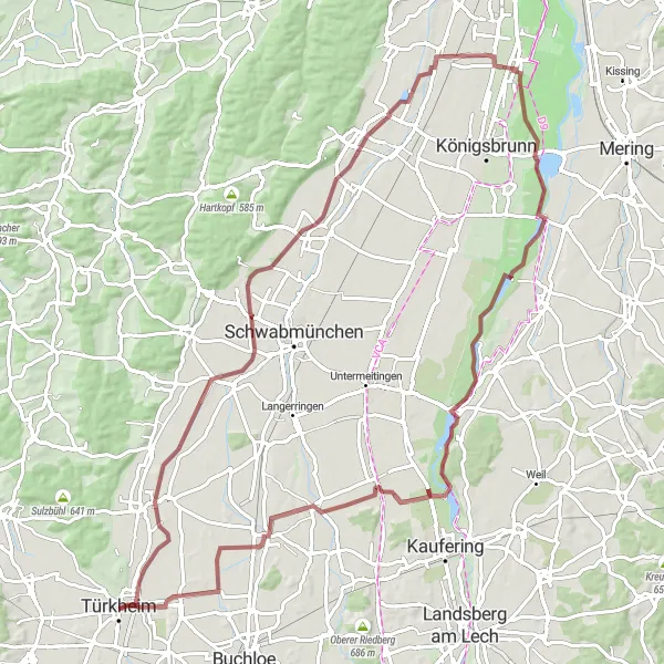 Karten-Miniaturansicht der Radinspiration "Gravel-Abenteuer im Allgäu" in Schwaben, Germany. Erstellt vom Tarmacs.app-Routenplaner für Radtouren