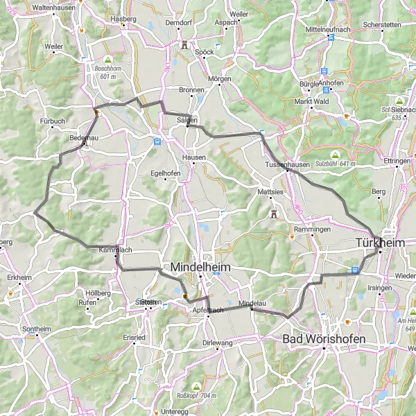 Karten-Miniaturansicht der Radinspiration "Road Trip ins Allgäu" in Schwaben, Germany. Erstellt vom Tarmacs.app-Routenplaner für Radtouren