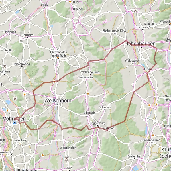 Karten-Miniaturansicht der Radinspiration "Rundtour entlang der Iller" in Schwaben, Germany. Erstellt vom Tarmacs.app-Routenplaner für Radtouren