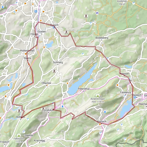 Karten-Miniaturansicht der Radinspiration "Gravel Abenteuer im Allgäu" in Schwaben, Germany. Erstellt vom Tarmacs.app-Routenplaner für Radtouren