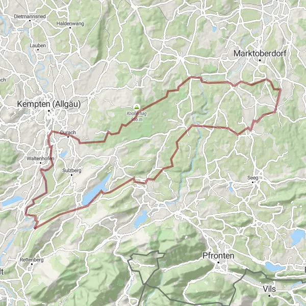 Karten-Miniaturansicht der Radinspiration "Bergabenteuer im Allgäu" in Schwaben, Germany. Erstellt vom Tarmacs.app-Routenplaner für Radtouren
