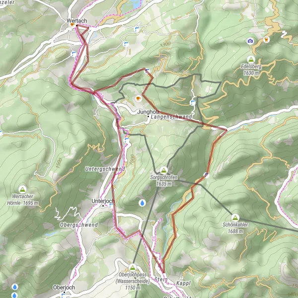 Map miniature of "Enchanting Gravel Cycling Route" cycling inspiration in Schwaben, Germany. Generated by Tarmacs.app cycling route planner
