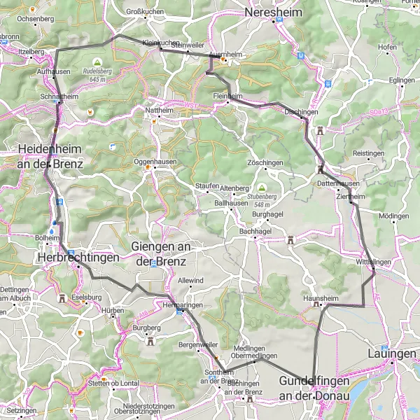 Karten-Miniaturansicht der Radinspiration "Entdeckungstour von Wittislingen nach Rudelsberg" in Schwaben, Germany. Erstellt vom Tarmacs.app-Routenplaner für Radtouren