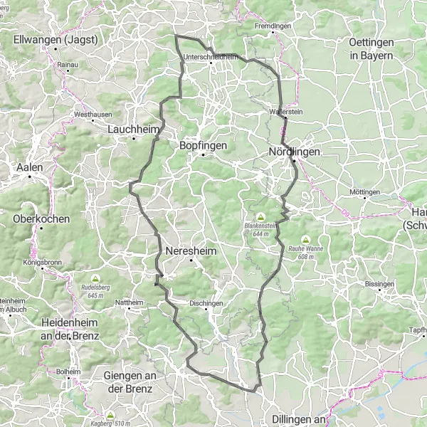 Karten-Miniaturansicht der Radinspiration "Schwäbische Alb Erlebnistour" in Schwaben, Germany. Erstellt vom Tarmacs.app-Routenplaner für Radtouren