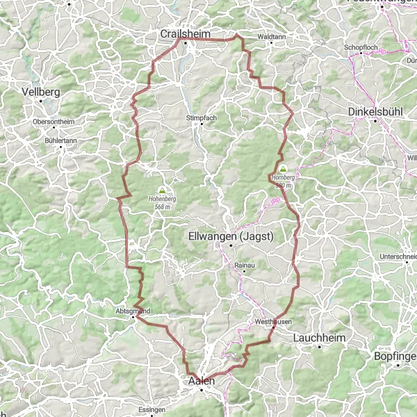 Karten-Miniaturansicht der Radinspiration "Gravel-Rundtour durch die Natur" in Stuttgart, Germany. Erstellt vom Tarmacs.app-Routenplaner für Radtouren