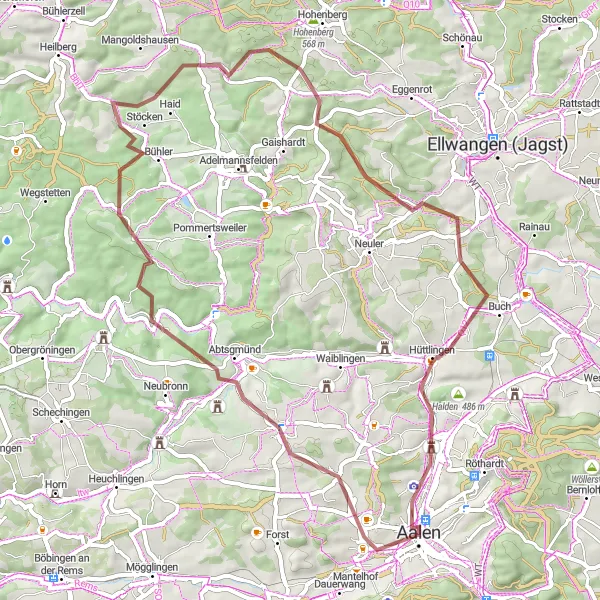 Karten-Miniaturansicht der Radinspiration "Gravel-Abenteuer in der Schwäbischen Alb" in Stuttgart, Germany. Erstellt vom Tarmacs.app-Routenplaner für Radtouren