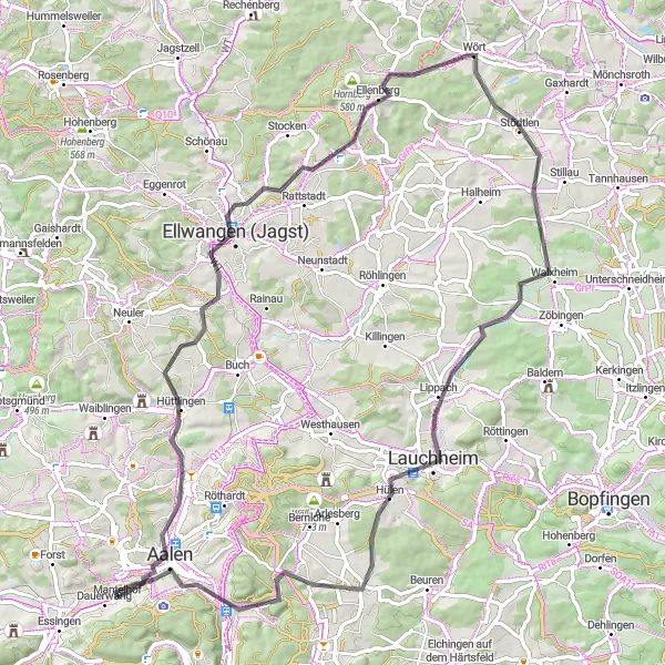 Karten-Miniaturansicht der Radinspiration "Radtour durch die Hügel von Stuttgart" in Stuttgart, Germany. Erstellt vom Tarmacs.app-Routenplaner für Radtouren