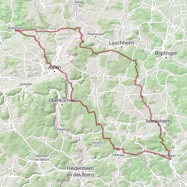 Karten-Miniaturansicht der Radinspiration "Rundfahrt um Abtsgmünd - Hüttlingen und Neresheim entdecken" in Stuttgart, Germany. Erstellt vom Tarmacs.app-Routenplaner für Radtouren