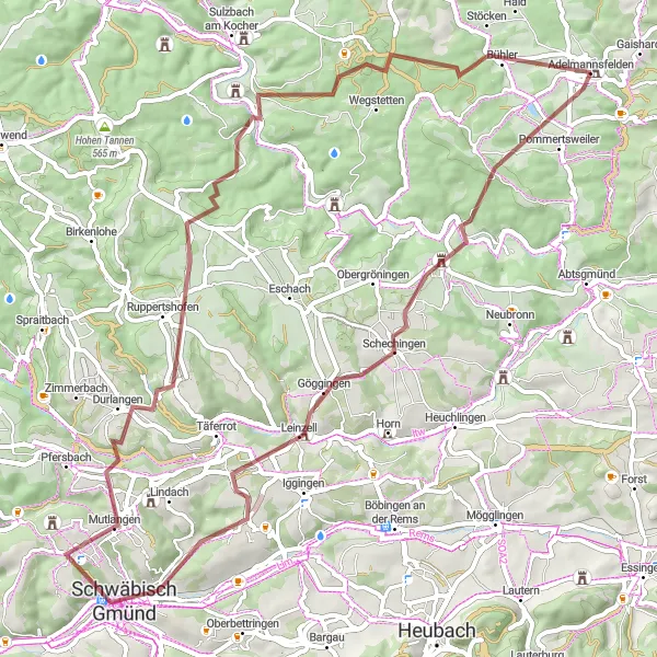 Karten-Miniaturansicht der Radinspiration "Gravel Tour durch die Schwäbische Alb" in Stuttgart, Germany. Erstellt vom Tarmacs.app-Routenplaner für Radtouren