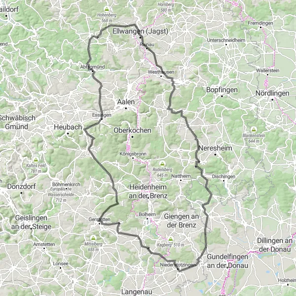 Karten-Miniaturansicht der Radinspiration "Road Tour rund um Stuttgart" in Stuttgart, Germany. Erstellt vom Tarmacs.app-Routenplaner für Radtouren