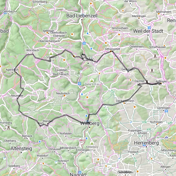 Karten-Miniaturansicht der Radinspiration "Geschichtsträchtige Route um Stuttgart" in Stuttgart, Germany. Erstellt vom Tarmacs.app-Routenplaner für Radtouren