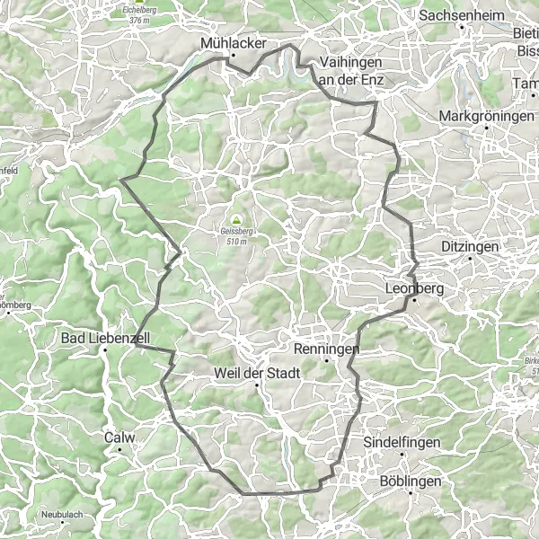 Karten-Miniaturansicht der Radinspiration "Rundkurs um Stuttgart mit historischen Höhepunkten" in Stuttgart, Germany. Erstellt vom Tarmacs.app-Routenplaner für Radtouren