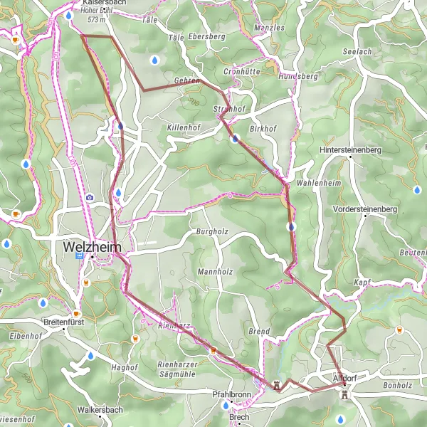 Karten-Miniaturansicht der Radinspiration "Gravelabenteuer rund um Alfdorf" in Stuttgart, Germany. Erstellt vom Tarmacs.app-Routenplaner für Radtouren