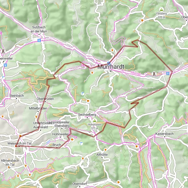 Map miniature of "Altenberg to Weissach im Tal Gravel Adventure" cycling inspiration in Stuttgart, Germany. Generated by Tarmacs.app cycling route planner