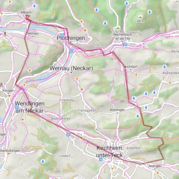 Karten-Miniaturansicht der Radinspiration "Gravel-Abenteuer von Plochingen zum Dampflok 03 188" in Stuttgart, Germany. Erstellt vom Tarmacs.app-Routenplaner für Radtouren