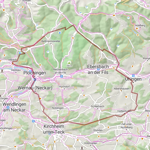 Karten-Miniaturansicht der Radinspiration "Gravel-Tour über 53 km" in Stuttgart, Germany. Erstellt vom Tarmacs.app-Routenplaner für Radtouren
