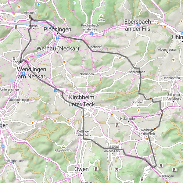 Karten-Miniaturansicht der Radinspiration "Road-Tour über 53 km" in Stuttgart, Germany. Erstellt vom Tarmacs.app-Routenplaner für Radtouren