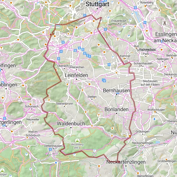 Karten-Miniaturansicht der Radinspiration "Panoramafahrt durch die schwäbische Alb" in Stuttgart, Germany. Erstellt vom Tarmacs.app-Routenplaner für Radtouren