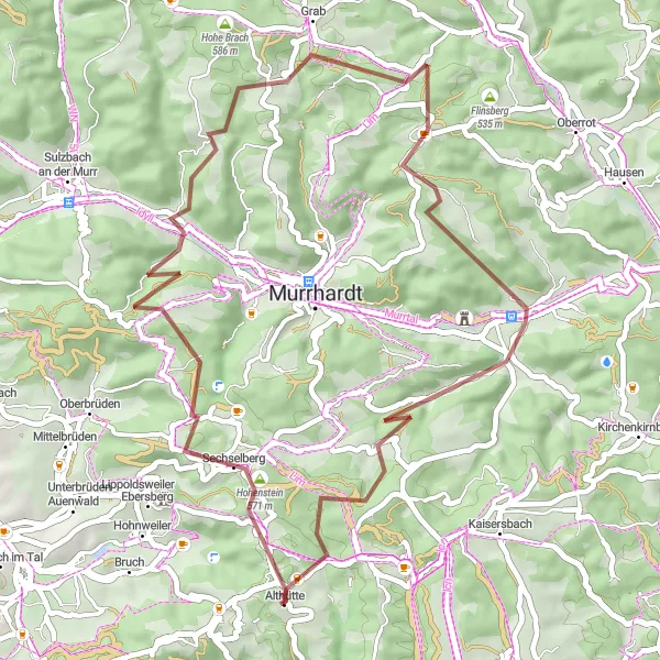 Karten-Miniaturansicht der Radinspiration "Rundtour von Althütte nach Fornsbach" in Stuttgart, Germany. Erstellt vom Tarmacs.app-Routenplaner für Radtouren