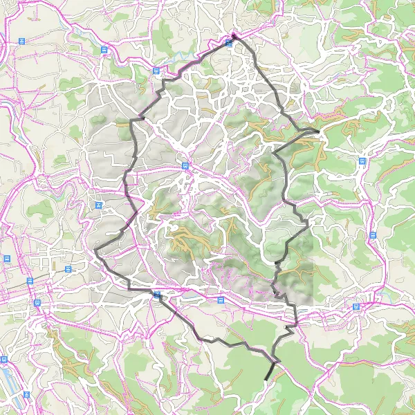 Map miniature of "Backcountry Heritage and Scenic Views" cycling inspiration in Stuttgart, Germany. Generated by Tarmacs.app cycling route planner