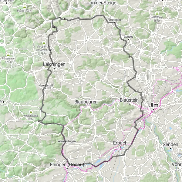 Map miniature of "Bad Ditzenbach Scenic Route" cycling inspiration in Stuttgart, Germany. Generated by Tarmacs.app cycling route planner