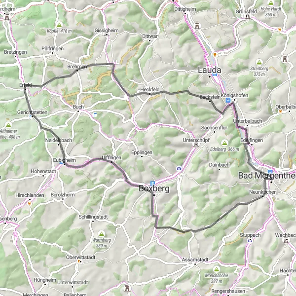 Karten-Miniaturansicht der Radinspiration "Road Tour durch die Region" in Stuttgart, Germany. Erstellt vom Tarmacs.app-Routenplaner für Radtouren