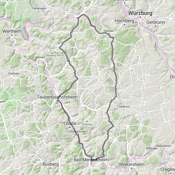 Karten-Miniaturansicht der Radinspiration "Rundtour durch Weinberge und Waldgebiete" in Stuttgart, Germany. Erstellt vom Tarmacs.app-Routenplaner für Radtouren