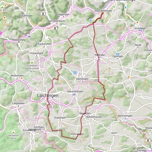 Map miniature of "Nellingen and Butzen" cycling inspiration in Stuttgart, Germany. Generated by Tarmacs.app cycling route planner