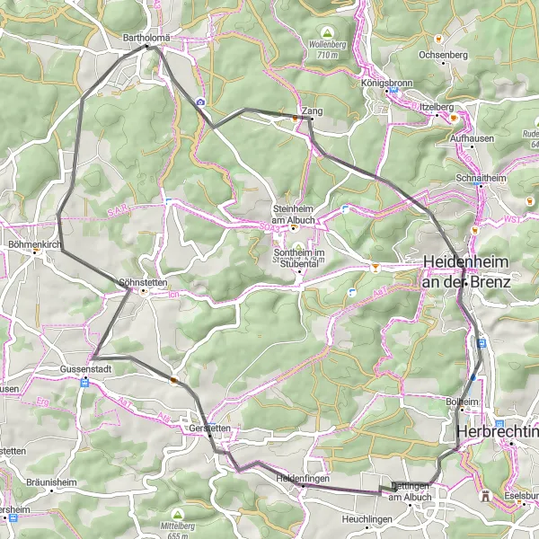 Map miniature of "Zang Ride" cycling inspiration in Stuttgart, Germany. Generated by Tarmacs.app cycling route planner