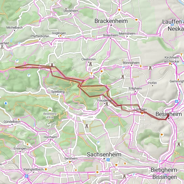 Karten-Miniaturansicht der Radinspiration "Weinberge und Historisches entlang des Neckars" in Stuttgart, Germany. Erstellt vom Tarmacs.app-Routenplaner für Radtouren