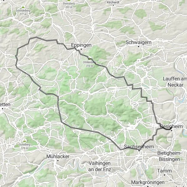 Karten-Miniaturansicht der Radinspiration "Der Weinberg-Rundweg" in Stuttgart, Germany. Erstellt vom Tarmacs.app-Routenplaner für Radtouren