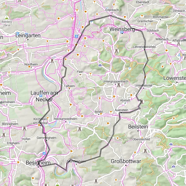 Karten-Miniaturansicht der Radinspiration "Weinberge und Burgen Road Tour" in Stuttgart, Germany. Erstellt vom Tarmacs.app-Routenplaner für Radtouren