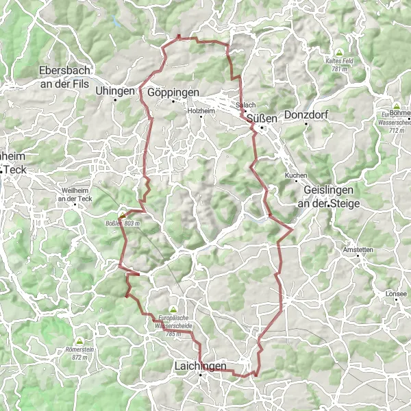 Karten-Miniaturansicht der Radinspiration "Entdecke die Schätze von Burren und Bad Boll" in Stuttgart, Germany. Erstellt vom Tarmacs.app-Routenplaner für Radtouren