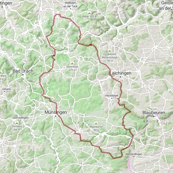 Karten-Miniaturansicht der Radinspiration "Hügeliges Hinterland" in Stuttgart, Germany. Erstellt vom Tarmacs.app-Routenplaner für Radtouren