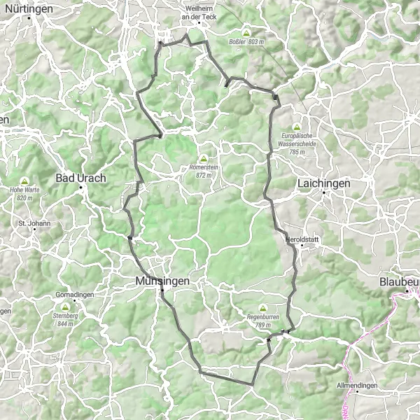 Karten-Miniaturansicht der Radinspiration "Der Albtrauf" in Stuttgart, Germany. Erstellt vom Tarmacs.app-Routenplaner für Radtouren
