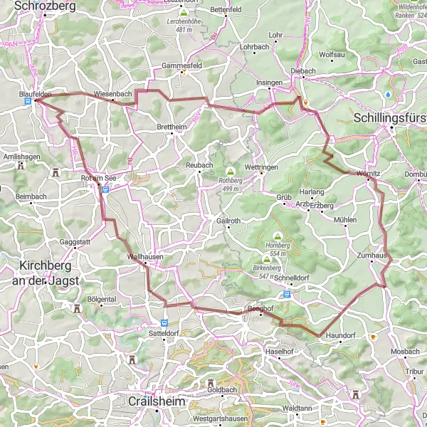 Map miniature of "Scenic Gravel Adventure" cycling inspiration in Stuttgart, Germany. Generated by Tarmacs.app cycling route planner