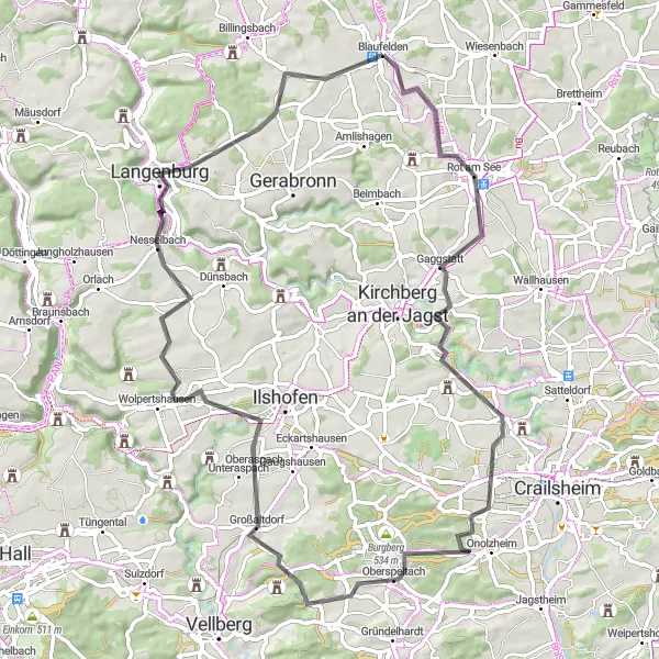 Map miniature of "Picturesque Landscapes and Historic Sites" cycling inspiration in Stuttgart, Germany. Generated by Tarmacs.app cycling route planner