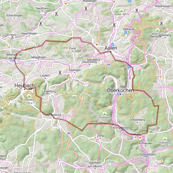 Karten-Miniaturansicht der Radinspiration "Graveltour durch das Härtsfeld" in Stuttgart, Germany. Erstellt vom Tarmacs.app-Routenplaner für Radtouren