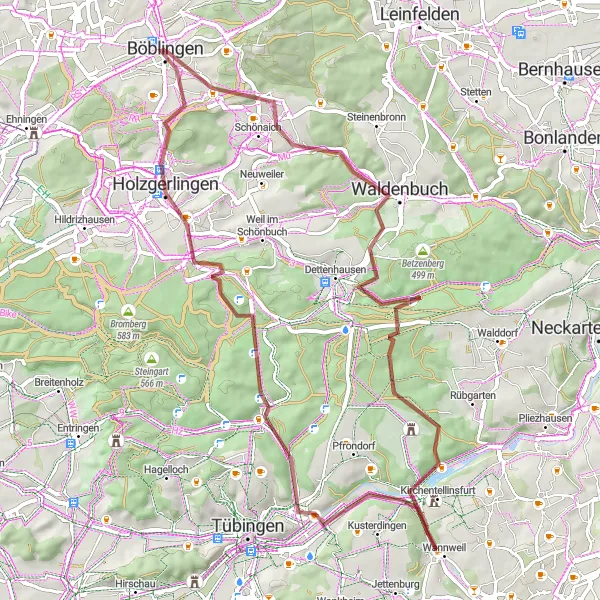 Map miniature of "Adventure Through Nature's Heart" cycling inspiration in Stuttgart, Germany. Generated by Tarmacs.app cycling route planner