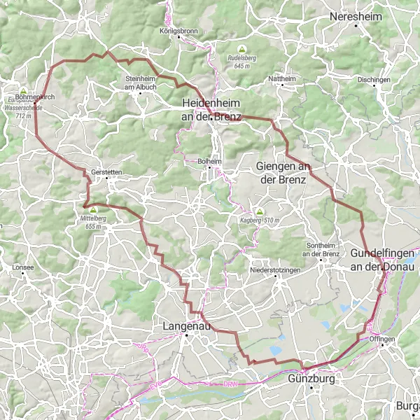 Map miniature of "The Gravel Odyssey" cycling inspiration in Stuttgart, Germany. Generated by Tarmacs.app cycling route planner