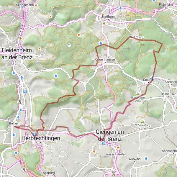 Map miniature of "The Brenz River Trail" cycling inspiration in Stuttgart, Germany. Generated by Tarmacs.app cycling route planner