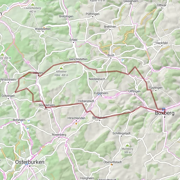 Karten-Miniaturansicht der Radinspiration "Natur pur auf Schotterwegen" in Stuttgart, Germany. Erstellt vom Tarmacs.app-Routenplaner für Radtouren